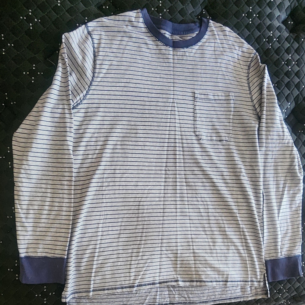 Goodfellow & Co Blue and White Striped Long Sleeve Shirt